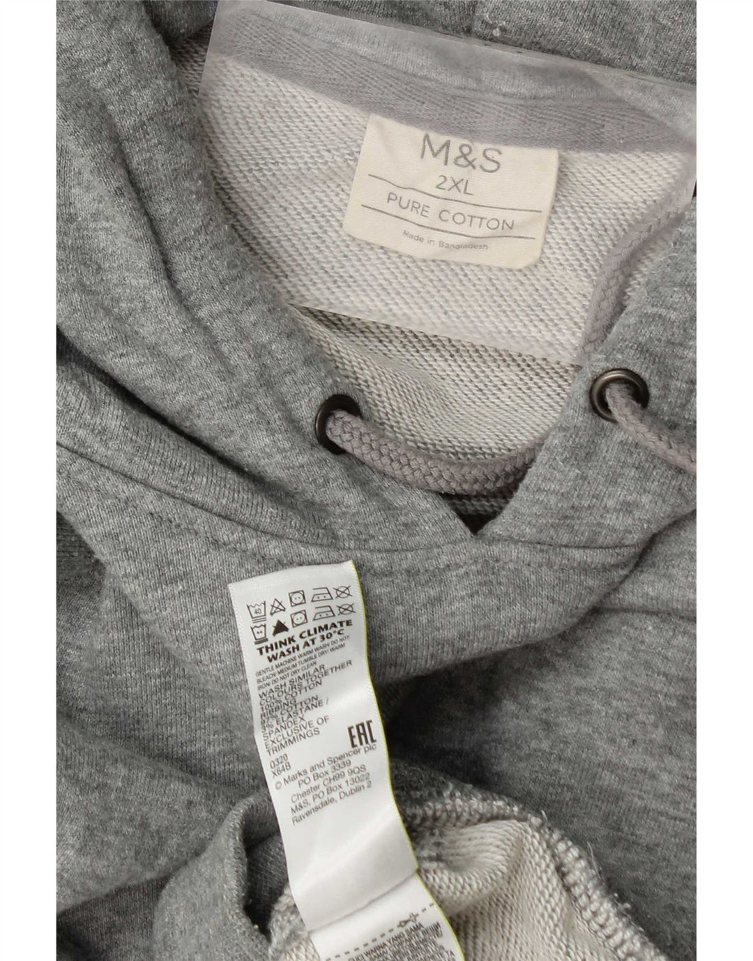 Мужской джемпер с капюшоном Marks & Spencer 2XL, серый хлопок