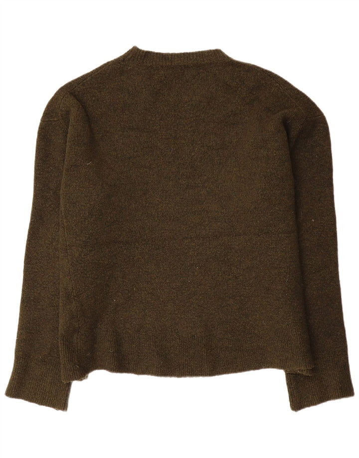 Женский свободный джемпер с круглым вырезом Zara UK 14, средний цвет хаки, вискоза