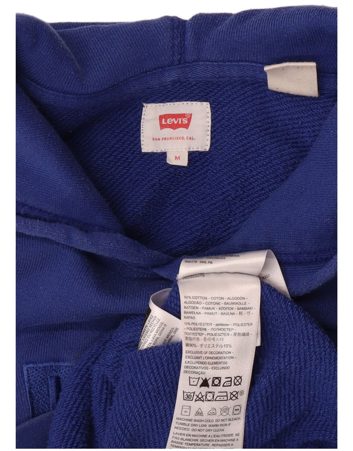 Мужской джемпер с капюшоном с рисунком Levi's, хлопковый, среднего синего цвета