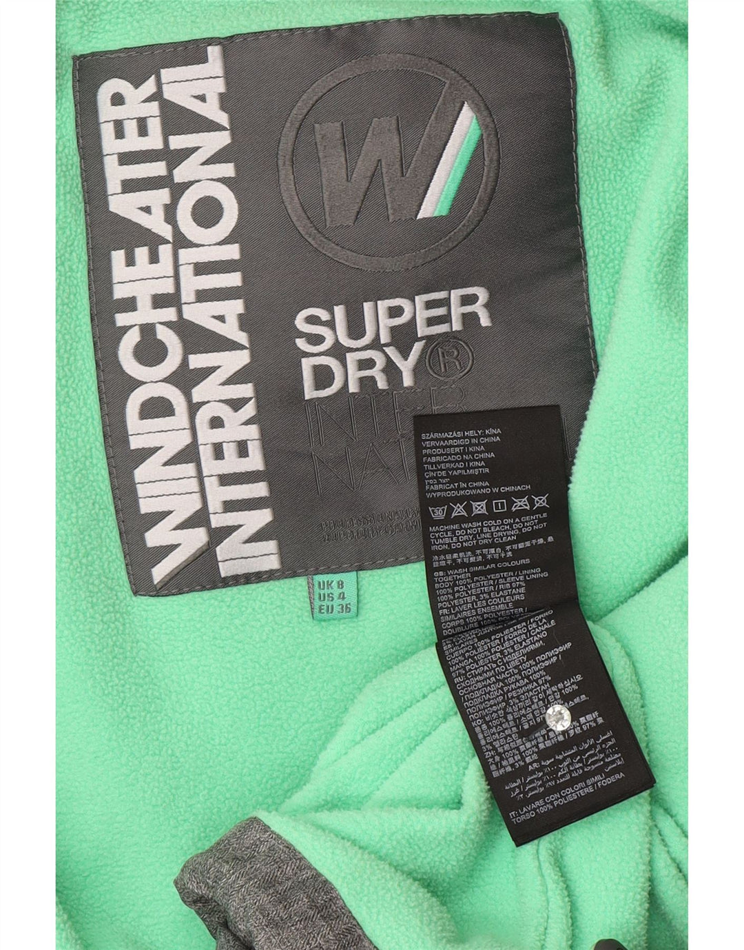 SUPERDRY Женская ветровка с рисунком The Windcheater UK 8, маленькая серая