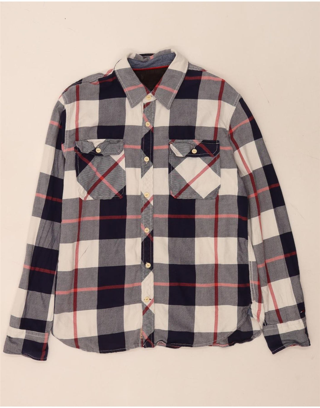 Мужская фланелевая рубашка Tommy Hilfiger XL, синяя клетка, хлопок