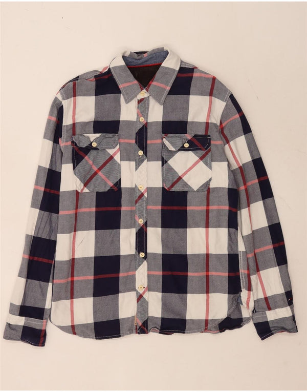 Мужская фланелевая рубашка Tommy Hilfiger XL, синяя клетка, хлопок