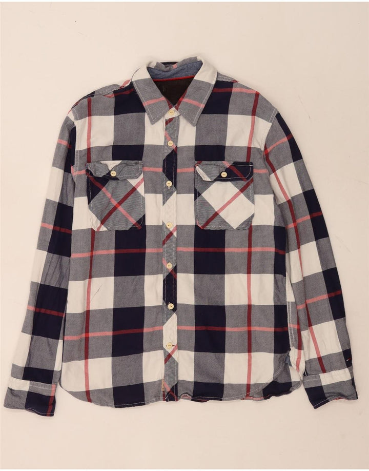Мужская фланелевая рубашка Tommy Hilfiger XL, синяя клетка, хлопок