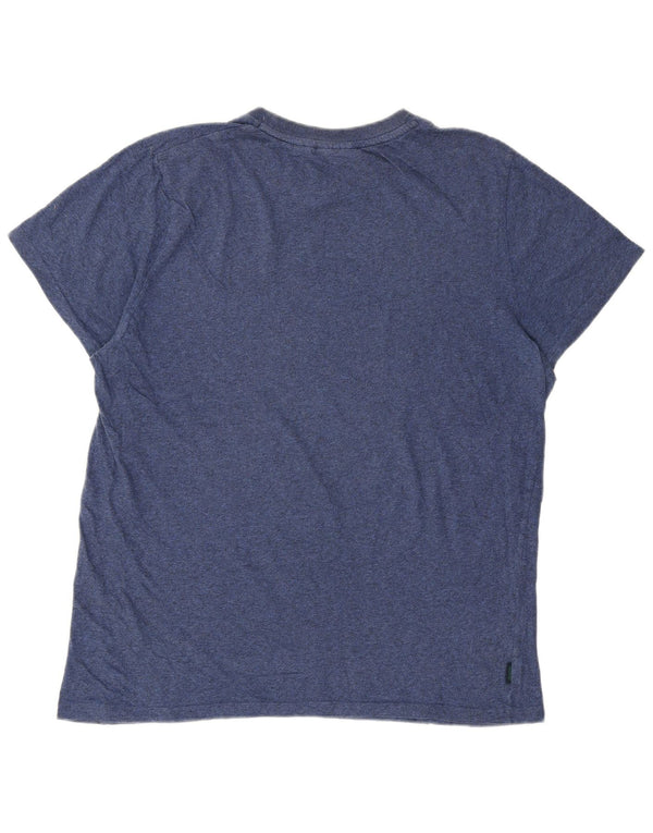 Superdry Mens T-Shirt Top 2XL Blue Flecked Cotton
