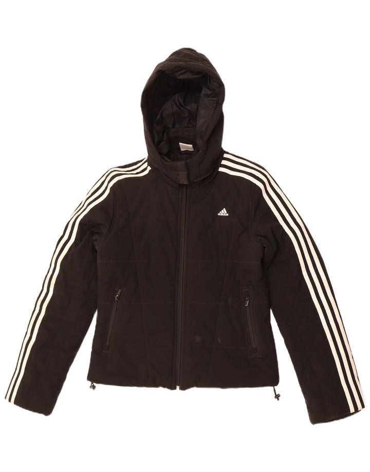 Женская утепленная куртка Adidas с капюшоном UK 8, маленький черный полиэстер