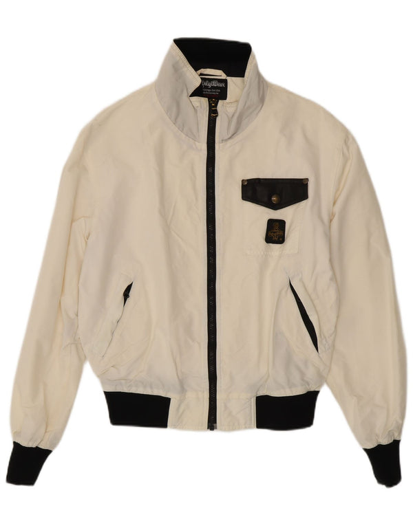 Refrigiwear Женский бомбер оверсайз UK 10, маленький белый с цветными блоками