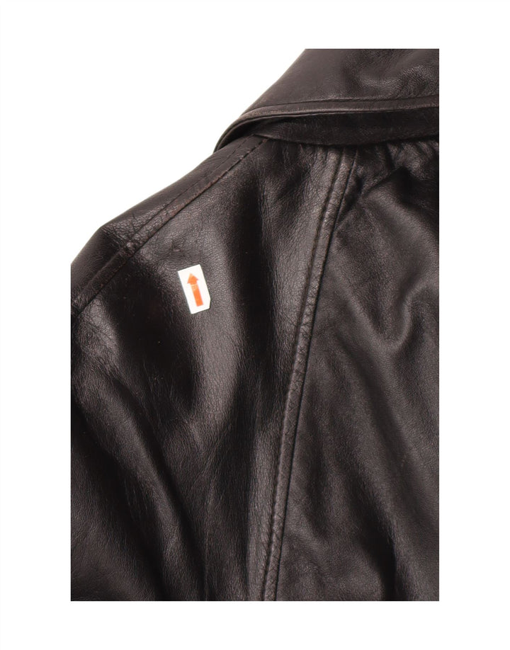 VINTAGE Mens Leather Coat IT 50 Large Black