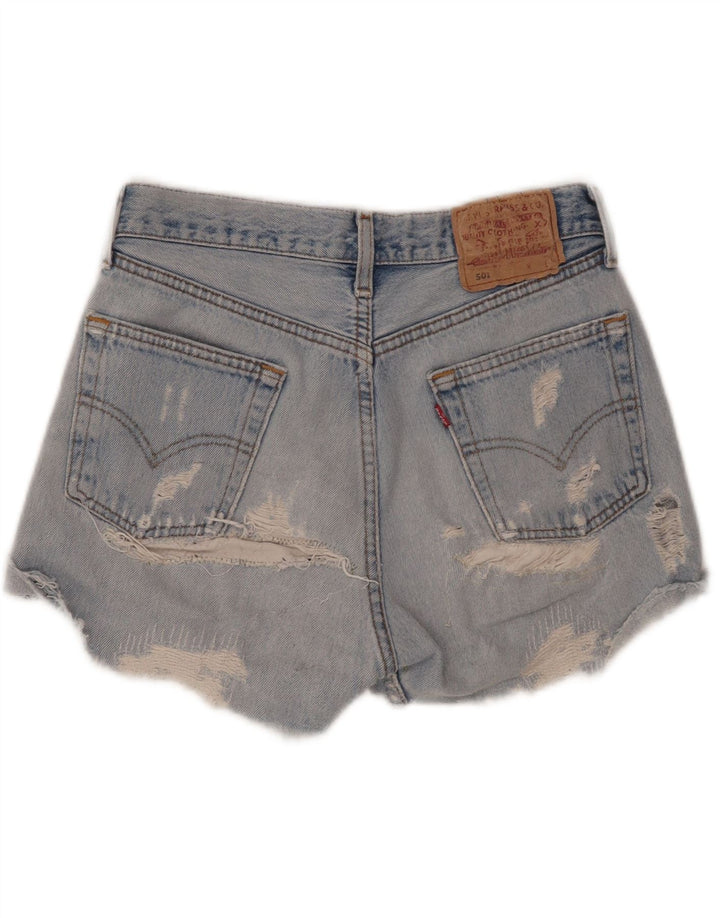 LEVI'S Womens 501 Distressed Denim Shorts W30 Medium Blue Cotton