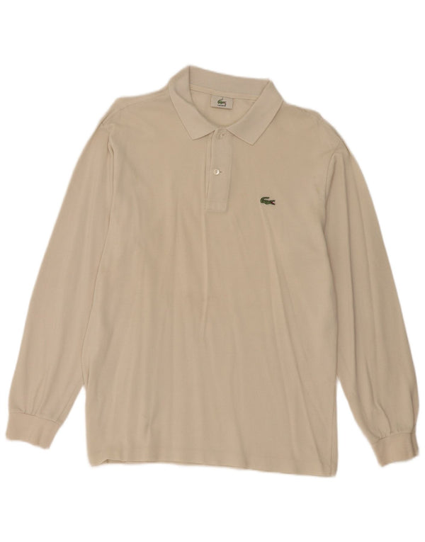 Мужская рубашка-поло с длинным рукавом Lacoste, размер 4, средний, белый, хлопковый