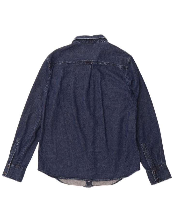 SUPERDRY Мужская джинсовая рубашка большого размера, темно-синяя, хлопок