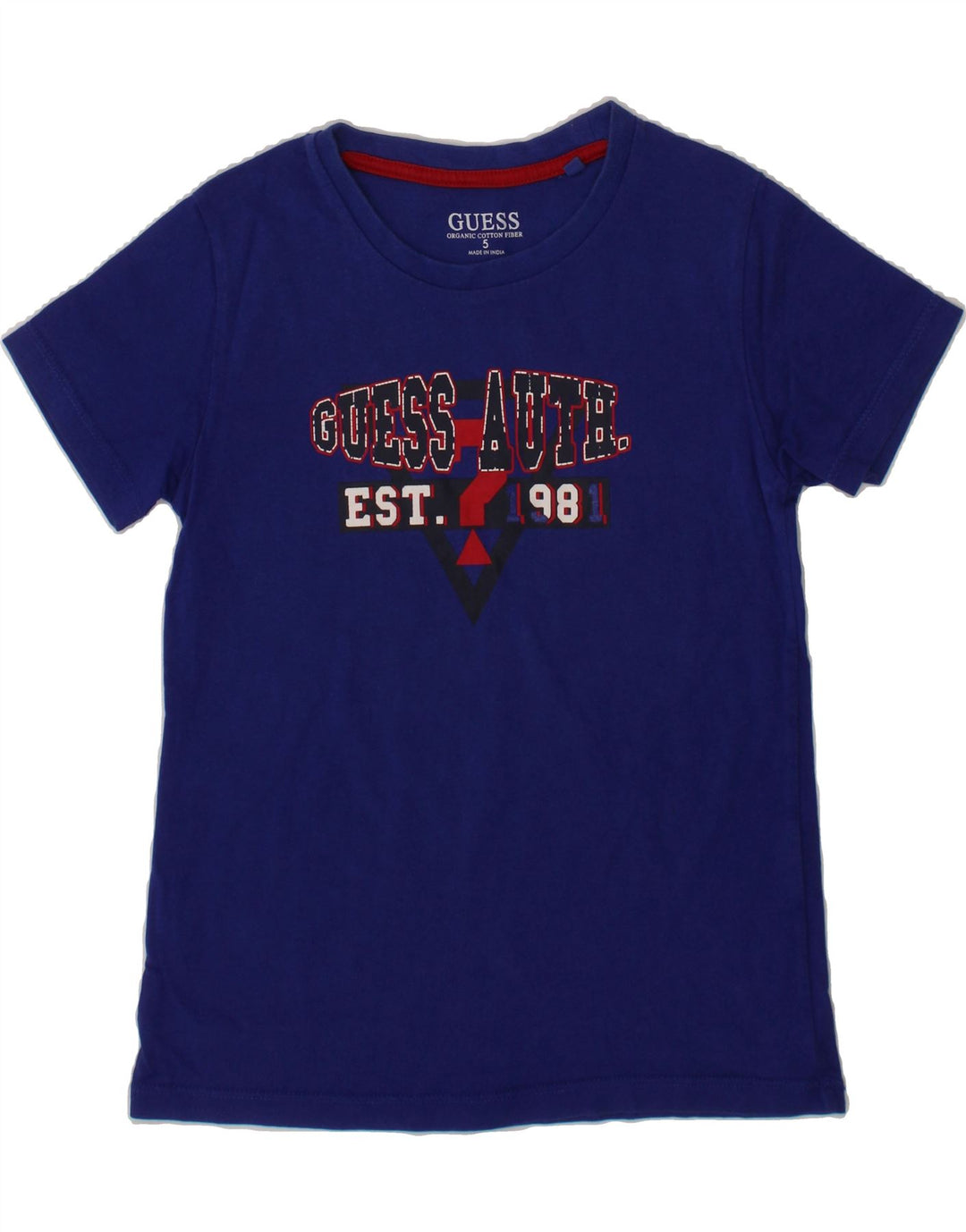 GUESS Boys Graphic T-Shirt Top 4-5 Years Blue Cotton Vintage Guess and Second-Hand Guess from Messina Hembry 