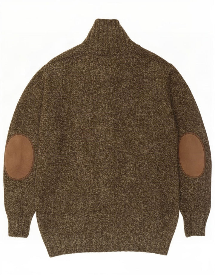 Мужской кардиган Massimo Dutti, средний хаки, шерсть с цветными блоками