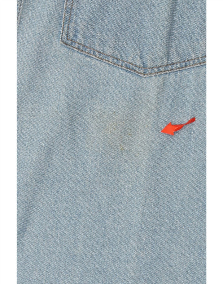 Винтажная мужская джинсовая рубашка из хлопка среднего синего цвета