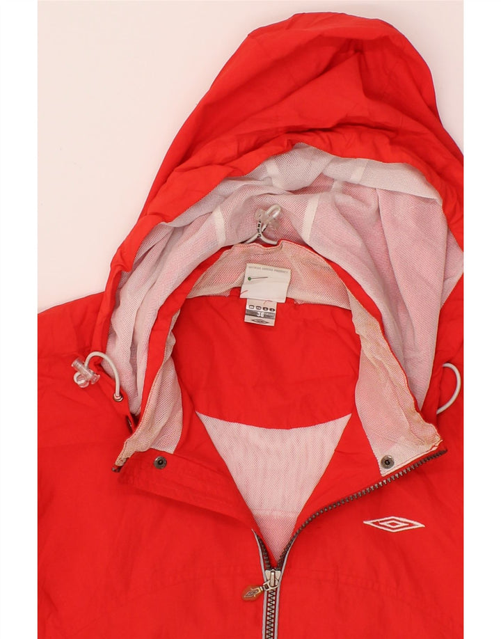 UMBRO Mens Hooded Rain Jacket UK 36 Small Red Polyester Vintage Umbro and Second-Hand Umbro from Messina Hembry 