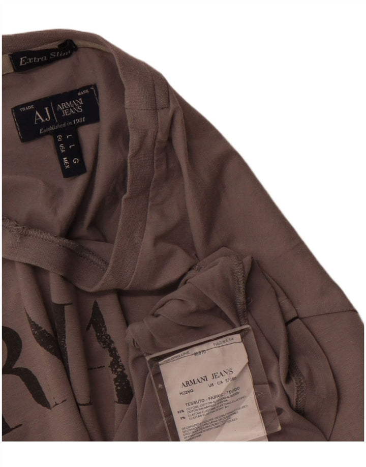 Armani Jeans Мужская очень тонкая футболка с рисунком, большой серый хлопок