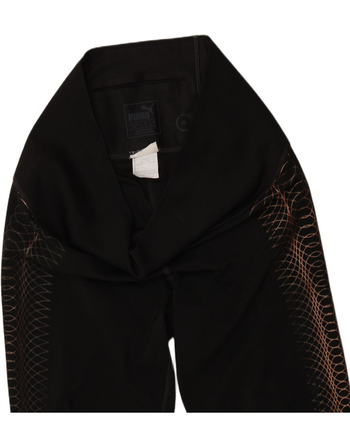 PUMA Womens Abstract Pattern Leggings UK 10 Small Black Vintage Puma and Second-Hand Puma from Messina Hembry 