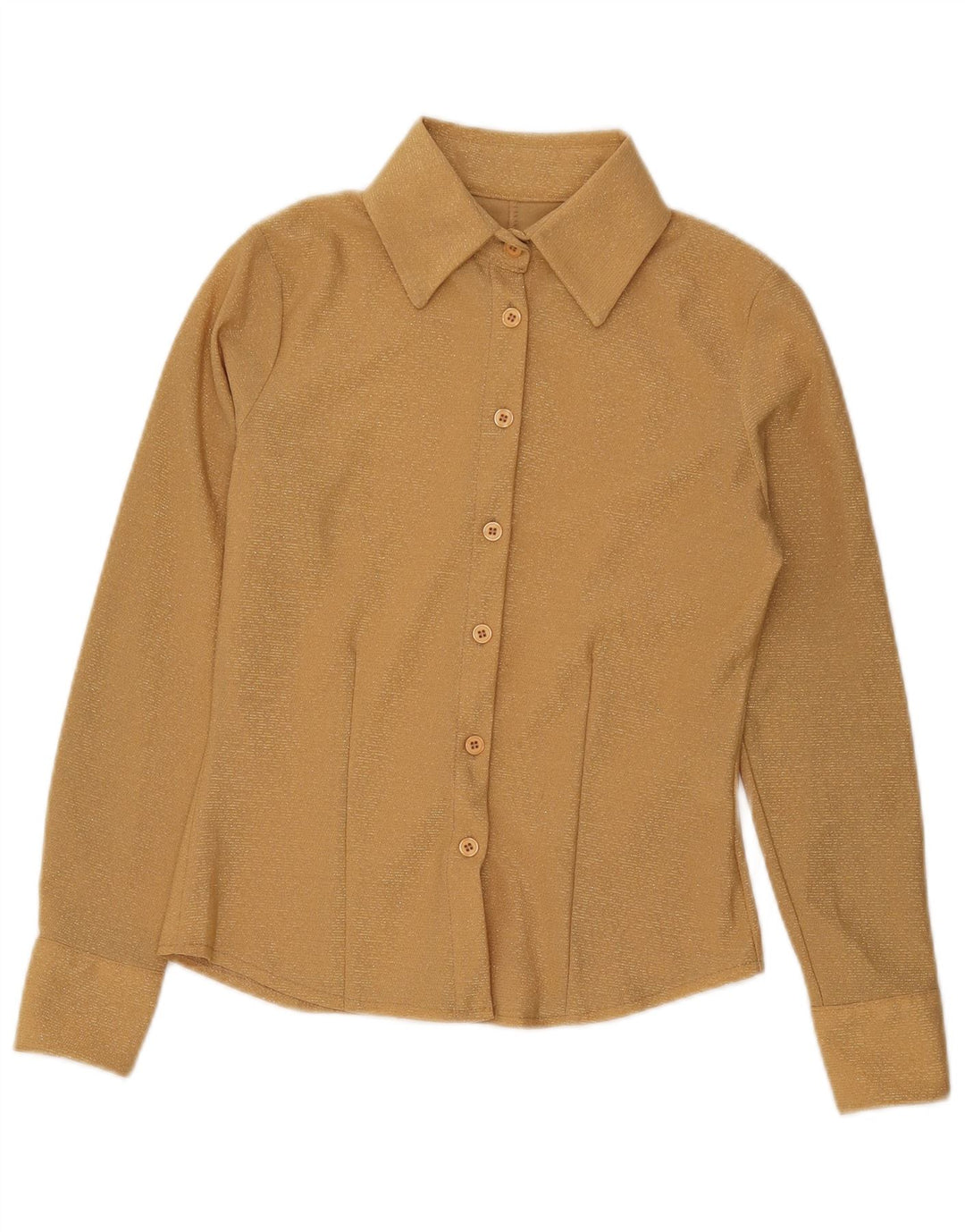 Винтажная женская рубашка UK 10, маленький золотой полиэстер