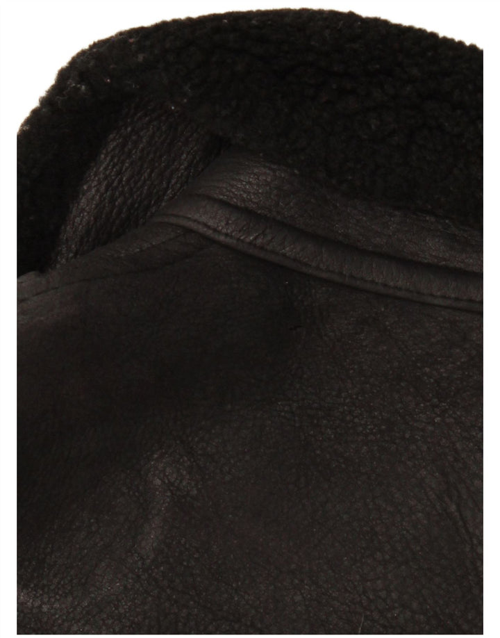 Винтажная мужская короткая дубленка UK 42 XL, черная