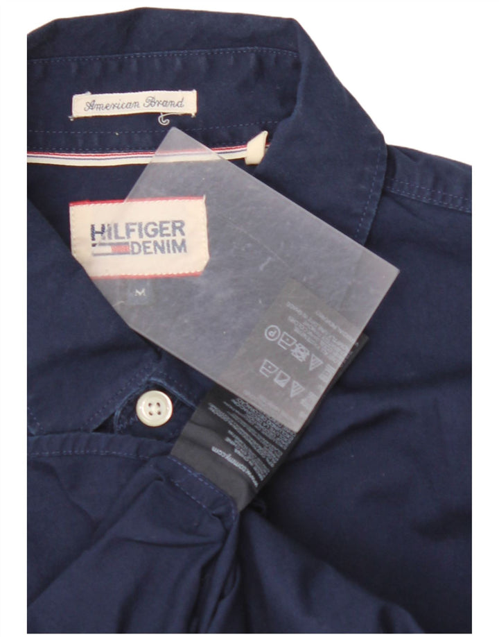 TOMMY HILFIGER Мужская рубашка темно-синего цвета из хлопка среднего размера