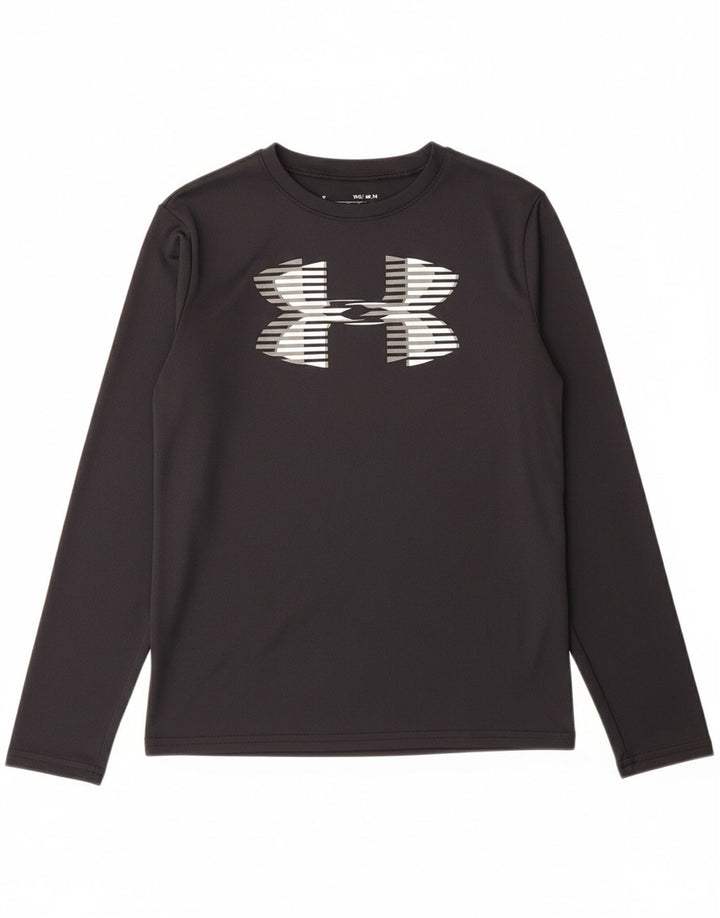 UNDER ARMOUR Boys Graphic Top Long Sleeve 11-12 Years Large Black