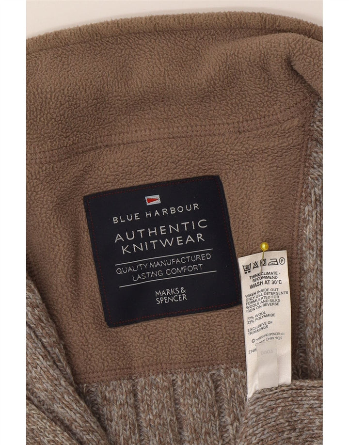 Мужской кардиган Marks & Spencer, большой коричневый шерстяной крапчатый свитер