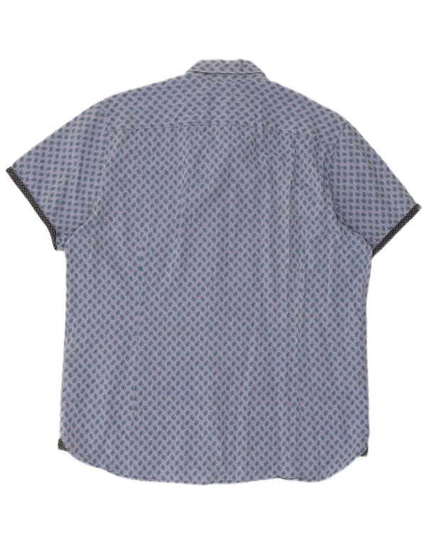 Мужская рубашка с коротким рукавом Ted Baker, размер 5 XL, синяя пятнистая хлопковая ткань