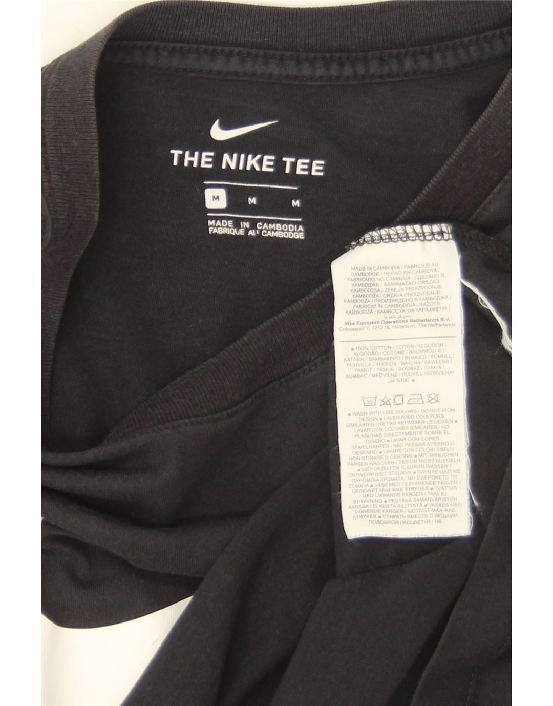 Мужская футболка с рисунком Nike Swoosh, средний черный хлопковый топ