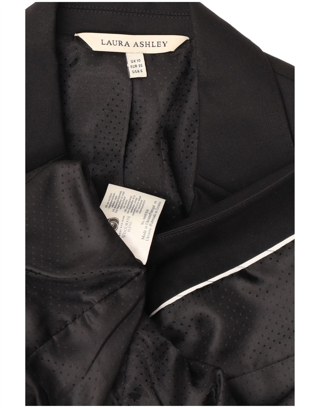 Женский пиджак на 1 пуговице Laura Ashley, Великобритания, 10, маленький, черный, шерстяной