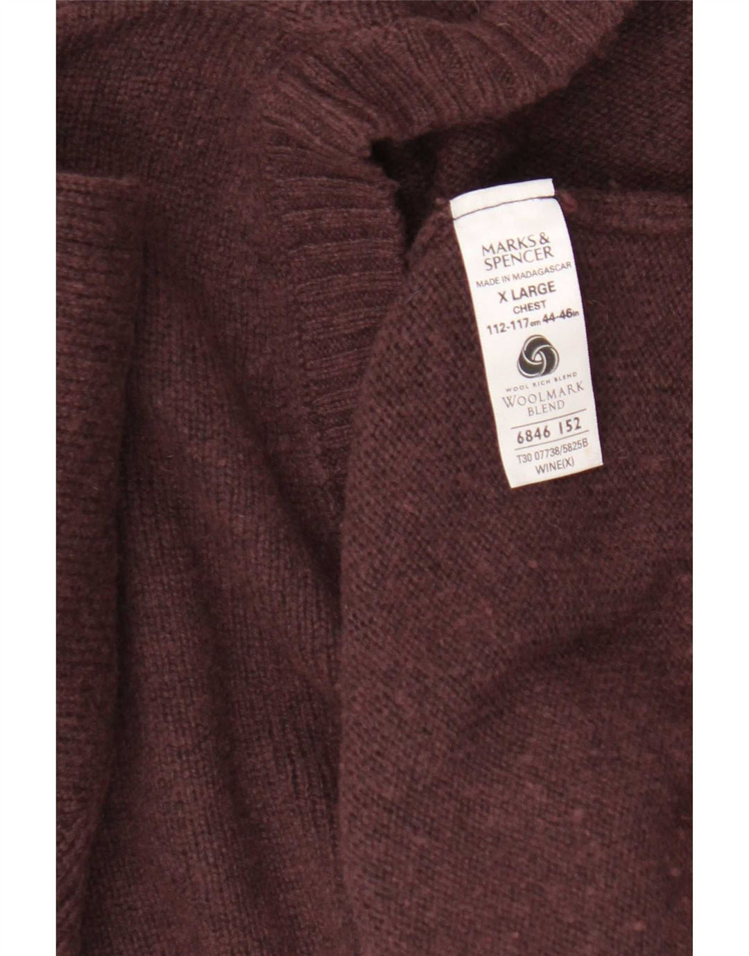 Мужской джемпер с v-образным вырезом Marks & Spencer XL бордовый шерстяной