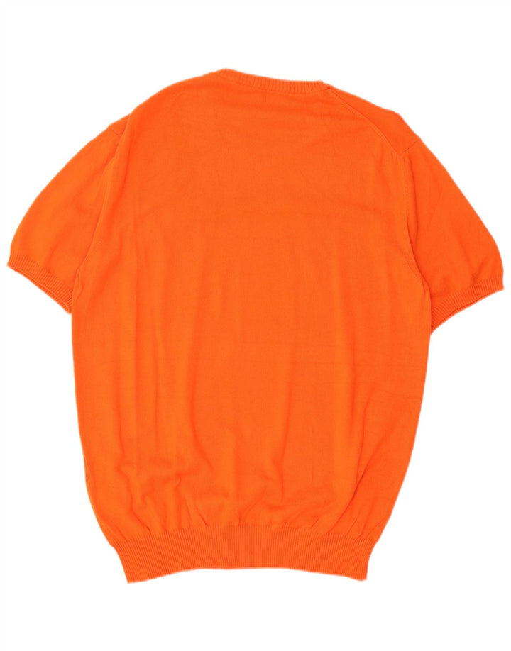 Мужской джемпер с круглым вырезом Bikkembergs, большой оранжевый хлопковый свитер