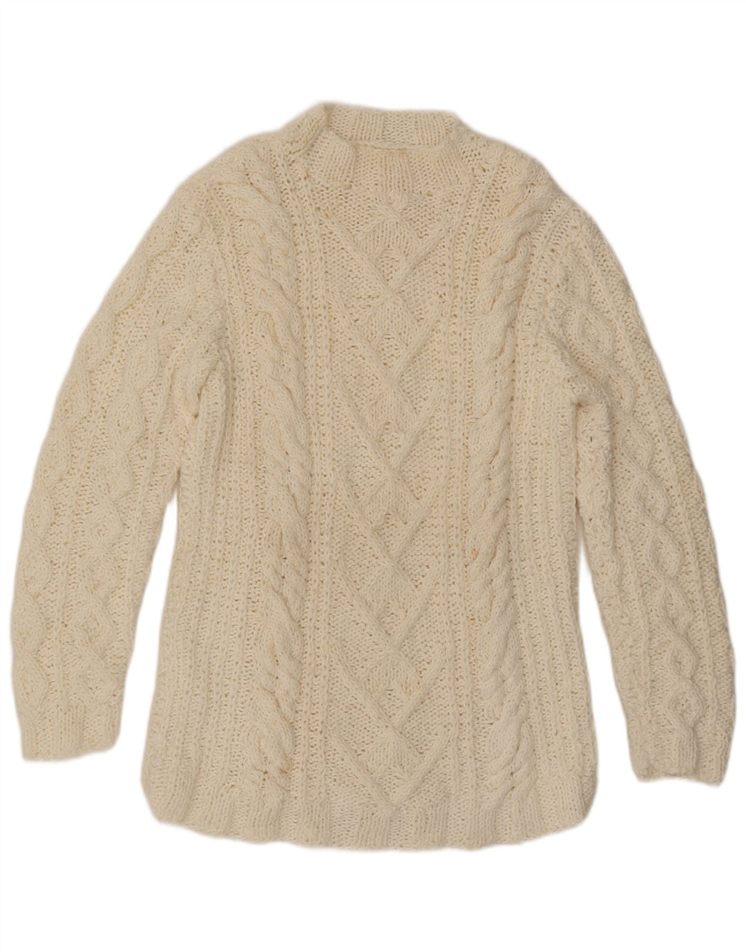 ВИНТАЖНЫЙ женский джемпер с высоким воротником, Великобритания, 16, большой, белый цвет