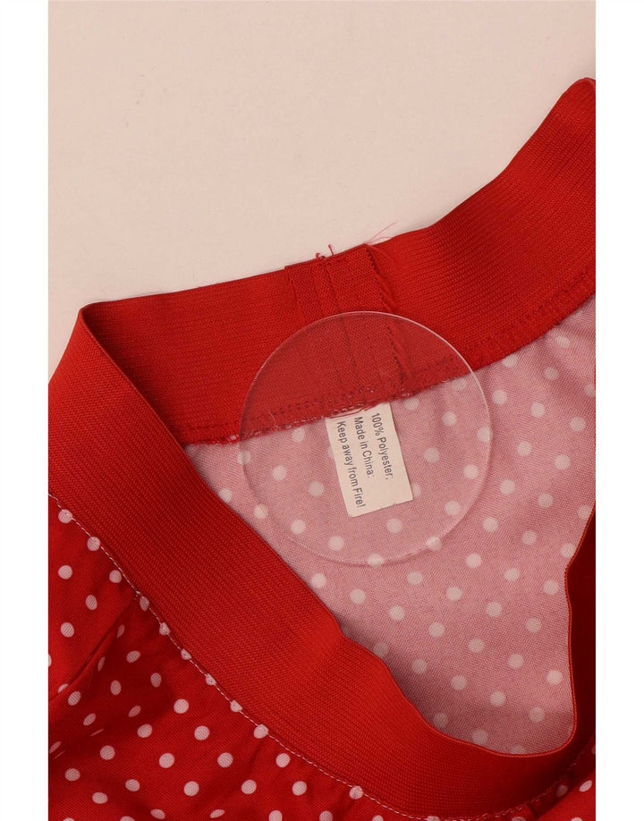 Винтажная женская юбка-трапеция среднего размера W28 из полиэстера с красными пятнами