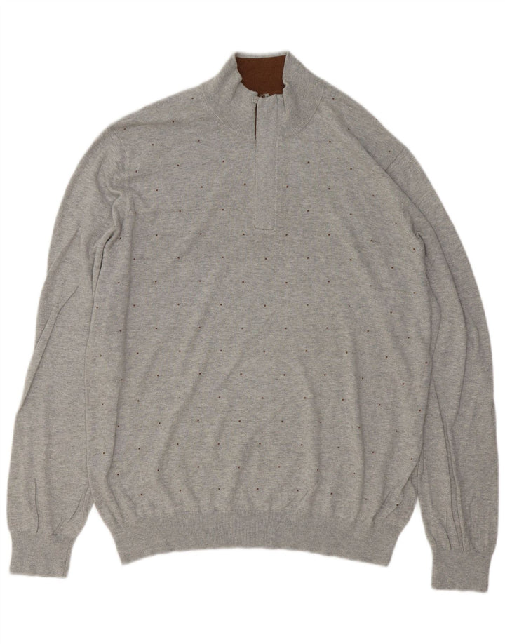 Мужской свитер Massimo Dutti с воротником на молнии 2XL, серый пятнистый хлопок