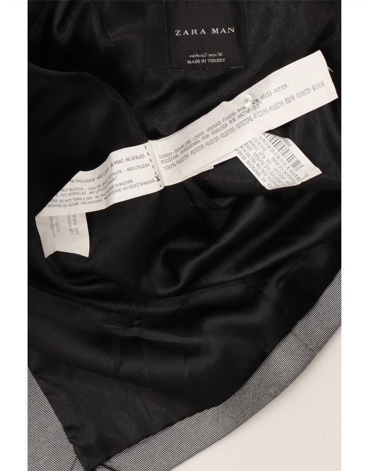 Мужской пиджак на 1 пуговице Zara UK 36, маленький серый полиэстер