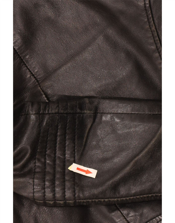 Женская кожаная косуха WHISTLES UK 8 маленькая черная кожа