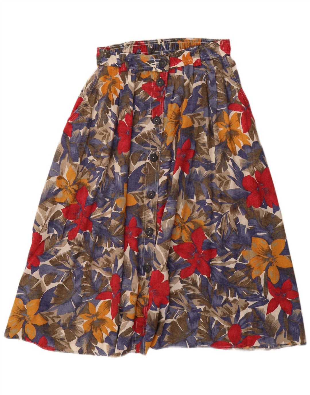 ST MICHAEL Womens Flared Skirt UK 14 Medium W28 Multicoloured Floral Retro
