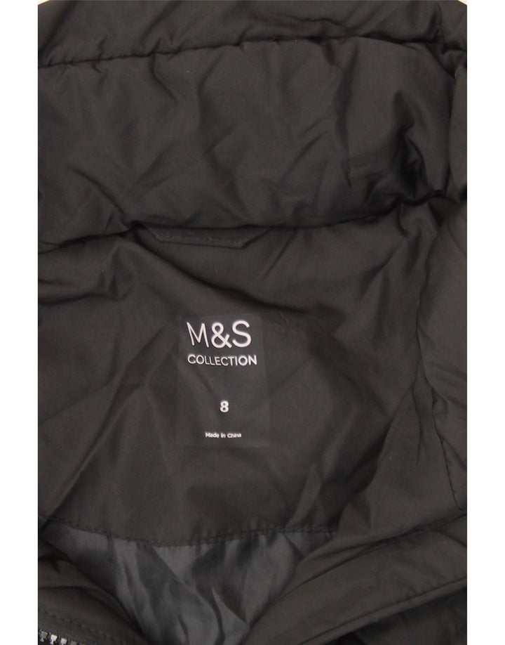 Женская стеганая куртка с капюшоном Marks & Spencer UK 8, маленький черный полиэстер