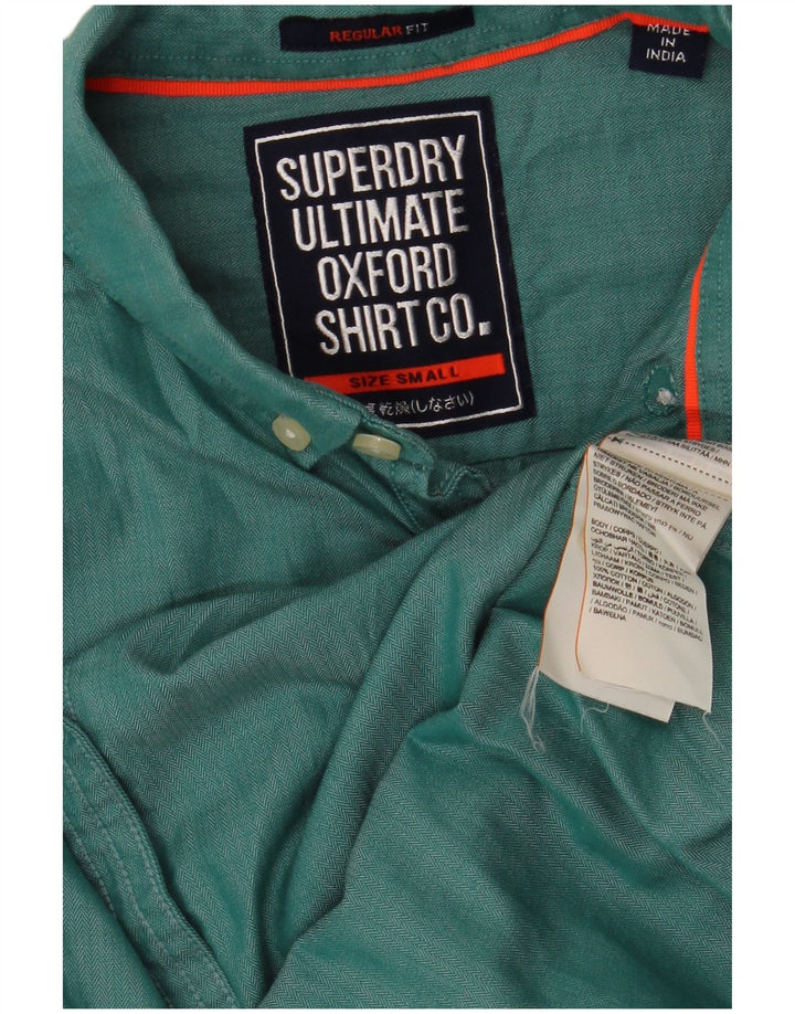 SUPERDRY Мужская рубашка обычного кроя, маленький зеленый хлопок