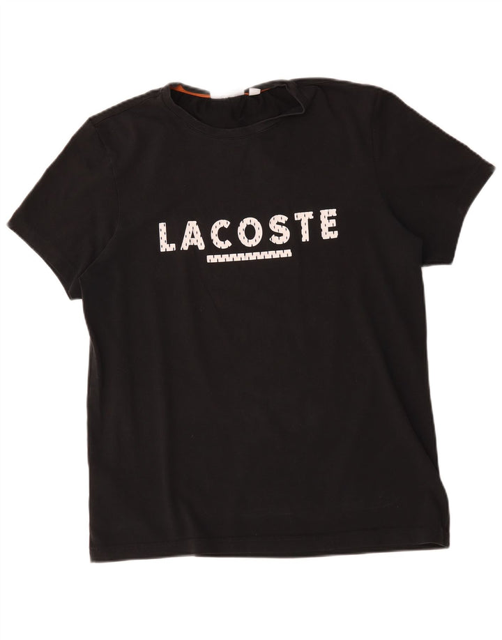 Lacoste Мужская футболка с рисунком, размер 3, маленькая, черная, хлопок