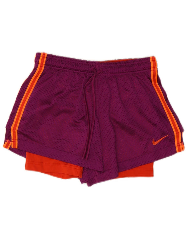 Женские спортивные шорты Nike Dri Fit UK 6 XS, фиолетовые, полиэстер с цветными блоками
