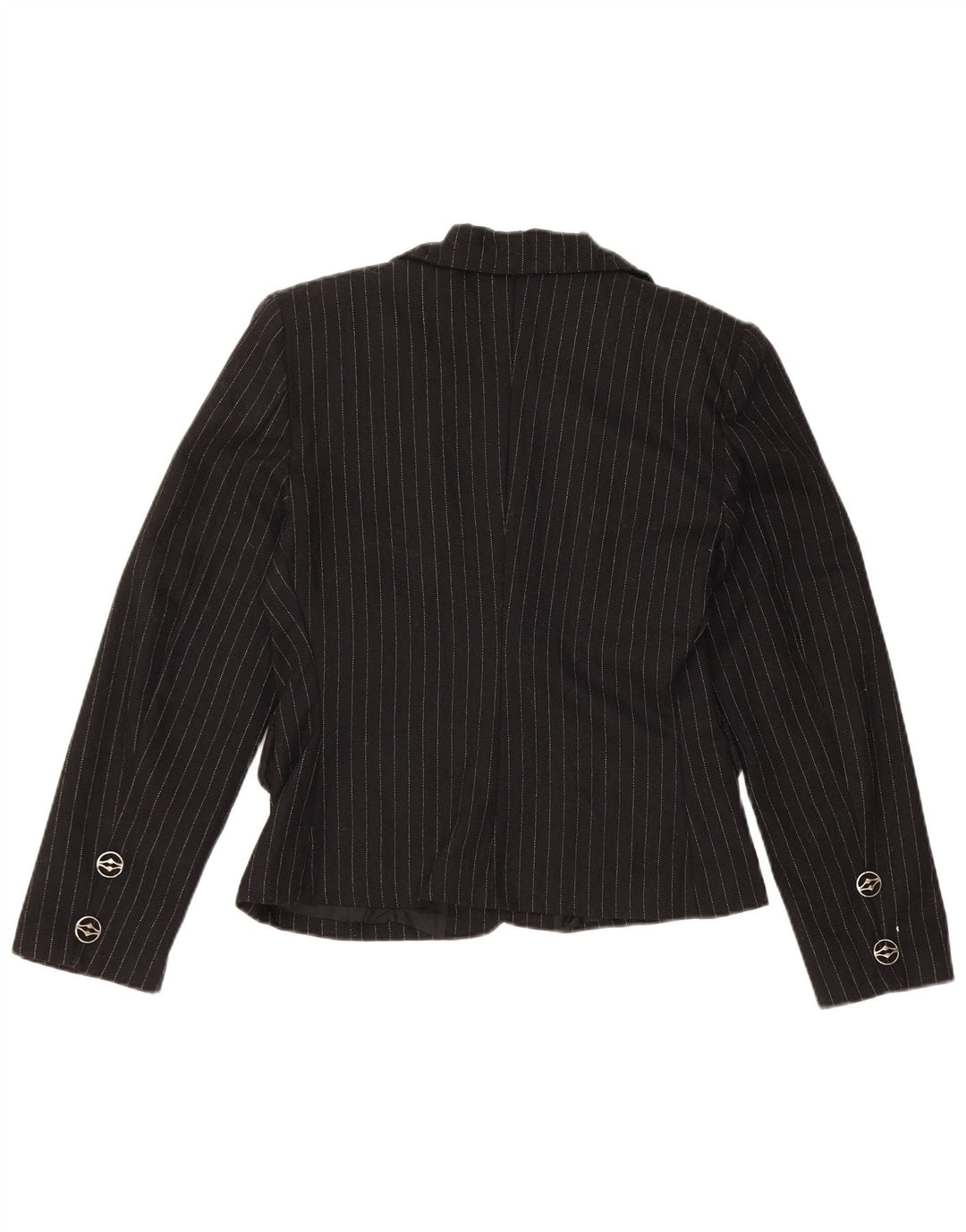 Винтажный женский пиджак на 3 пуговицах, Великобритания, 10 маленьких черных полосок, вискоза