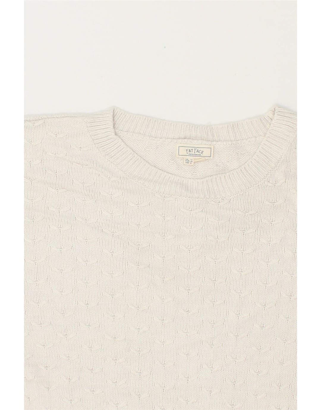FAT FACE Womens Oversized Boat Neck Jumper Sweater UK 12 Medium White Vintage Fat Face and Second-Hand Fat Face from Messina Hembry 