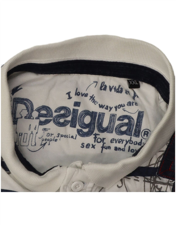 Мужская рубашка-поло с рисунком DESIGUAL 2XL, белая полоска