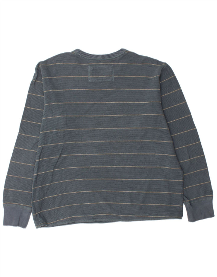 EDDIE BAUER Мужской топ с длинным рукавом XL, синий в полоску, хлопок