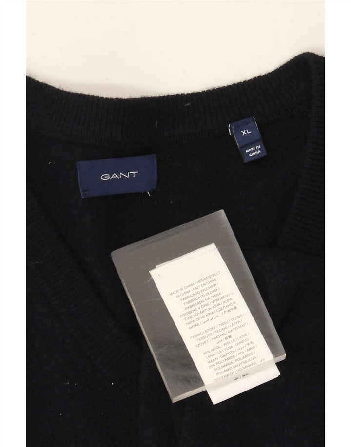 Мужской джемпер с v-образным вырезом Gant XL, темно-синий, шерсть