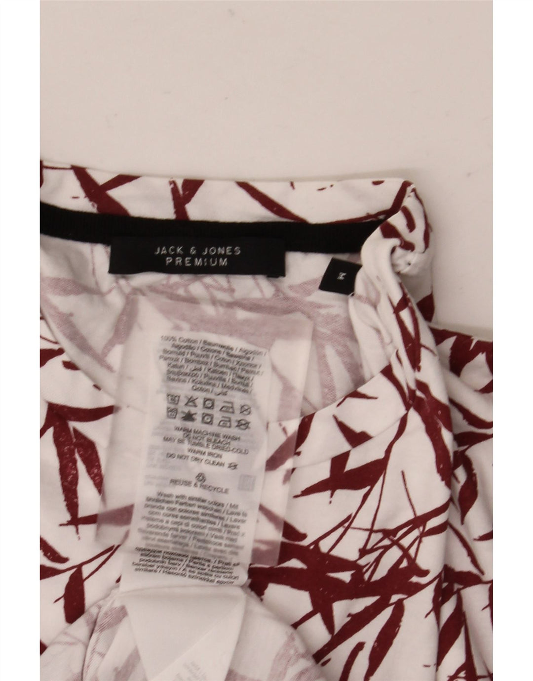 Jack & Jones Мужская футболка из хлопка среднего размера белого цвета с цветочным принтом