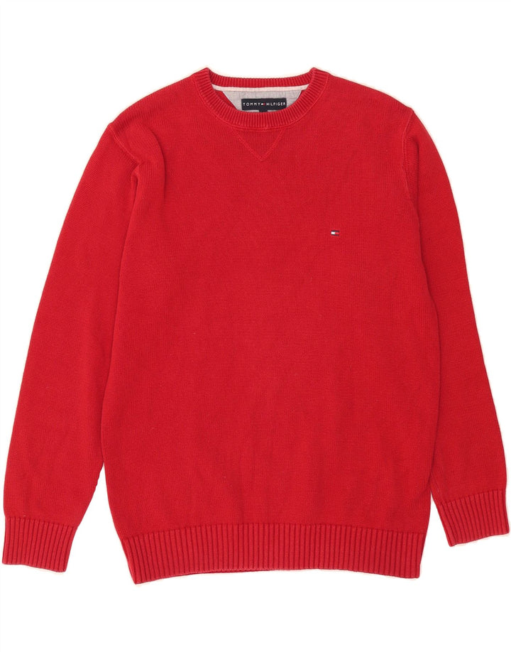 TOMMY HILFIGER Mens Crew Neck Jumper Sweater Small Red Cotton Vintage Tommy Hilfiger and Second-Hand Tommy Hilfiger from Messina Hembry 