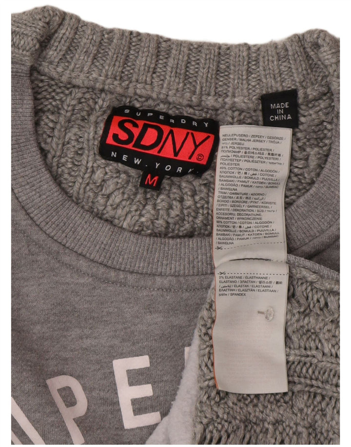 SUPERDRY Женский свитер оверсайз с рисунком UK 14 Средний серый