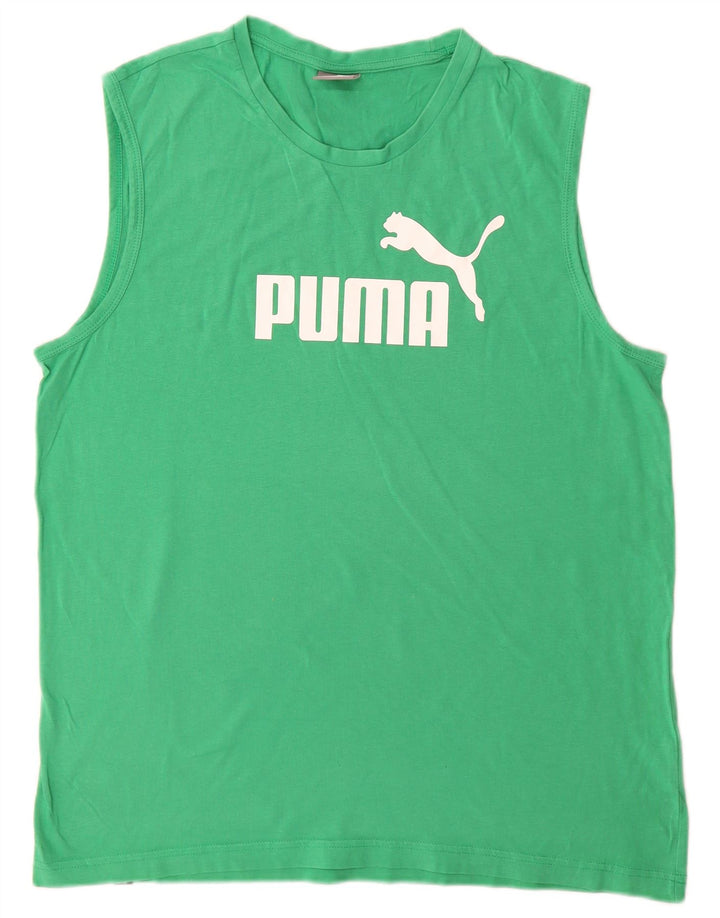 Мужской жилет с рисунком Puma, большой зеленый хлопок