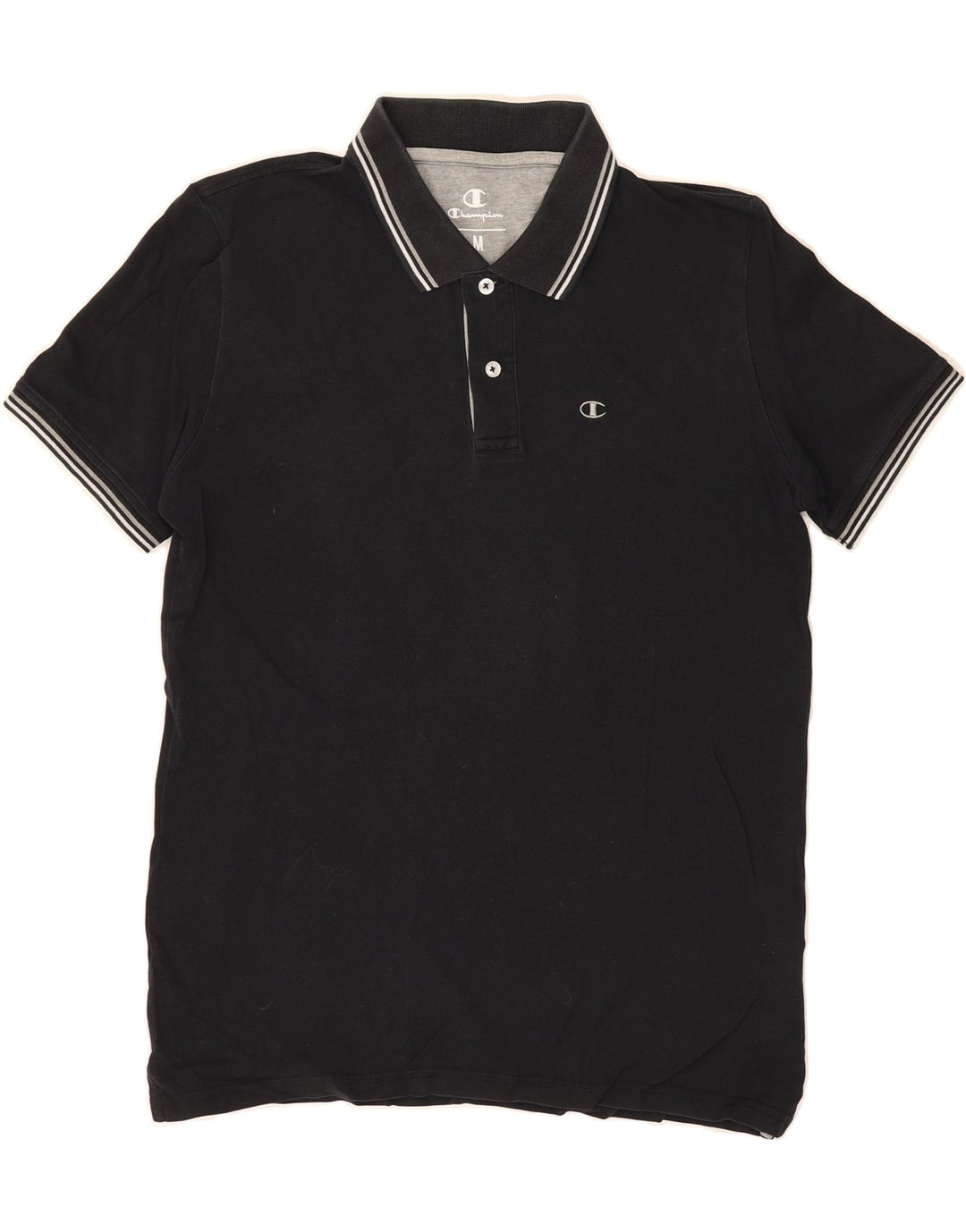 CHAMPION Mens Polo Shirt Medium Black Cotton Vintage Champion and Second-Hand Champion from Messina Hembry 